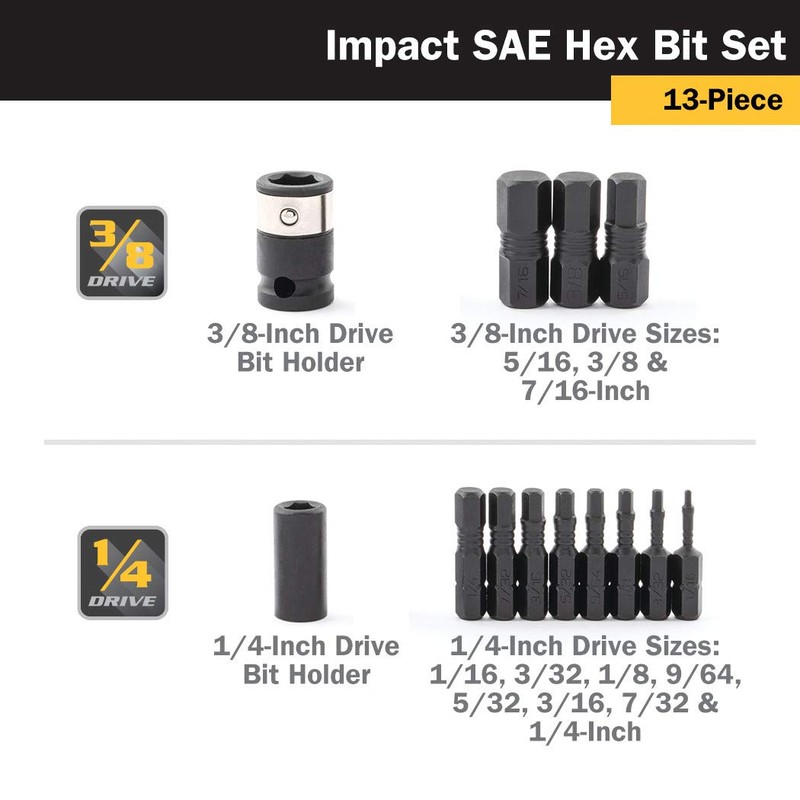 Titan - 13Pc Sae Impact Hex Bit Set (16037)