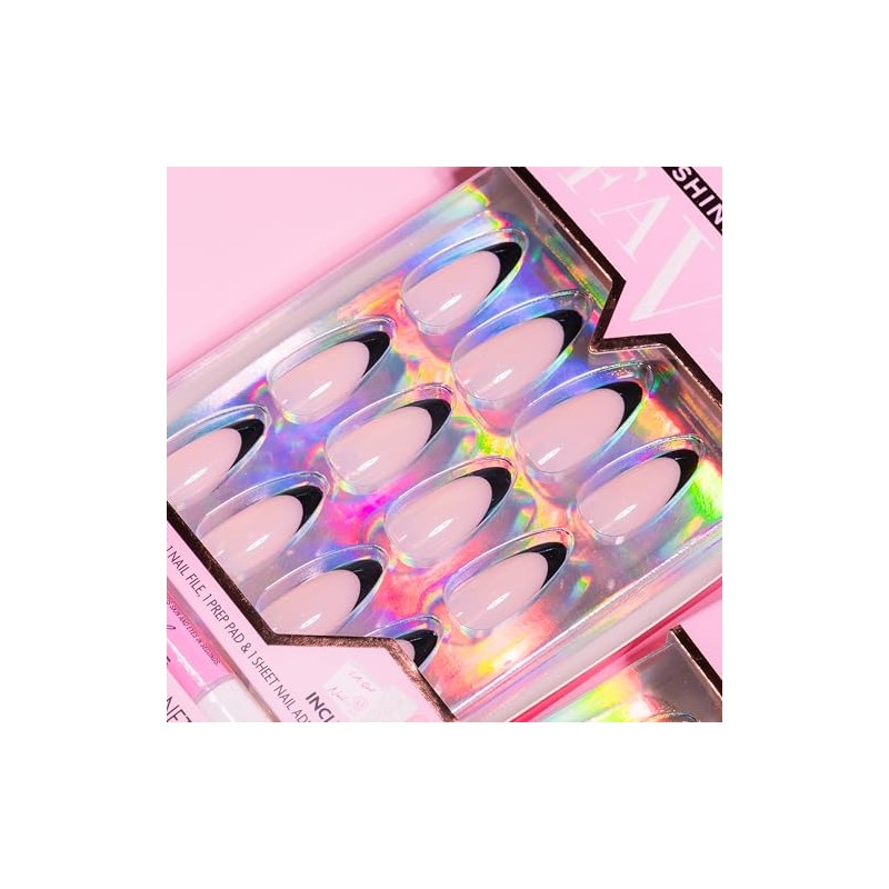 L.A. Girl Luxe Shine Nail Fave Nail Tips, Black French