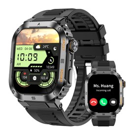 FANCHENGZI Military Smartwatch for Men,Relojes para Hombres 100 Sports Modes(Answer/Dial Calls), IP67 Waterproof Fitness Watch, Pressure for Android and iOS,2.01''HD DIY Screen Smartwatch Black