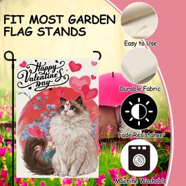 TrObayee Valentine Garden Flag 28 x 40inch Double Sided - 2024,Linen Textures,Valentine Decorations Pink Cute Cat for Home Yard