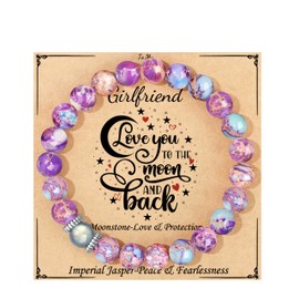 JoycuFF Gifts for Girlfriend Moonstone Bracelets for Women Colorful Imperial Jasper Beads Bracelets for Girlfriend from Boyfriend Valentine's Day Birthday Christmas Gifts for Women