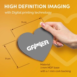 Destination Vinyl ltd Great Coasters (Set of 2) Heart - BW - Gamer Computer Gaming Sign Drink Glossy Coasters/Tabletop Protection for Any Table Type #37109
