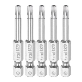 sourcing map T20 Magnetic Security Star 5 Point Torx Screwdriver Bit 1/4 Inch Hex Shank 2 Inch Length Pack of 5