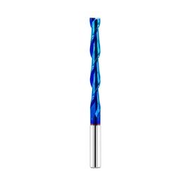 FOCSTOL Up Cut Spiral Flush Trim Router Bit 1/4 Inch - Solid Carbide Flush Trim Router Bit, CNC Spiral Router Bit with Nano Blue Coating for Grooving and Carving Wood