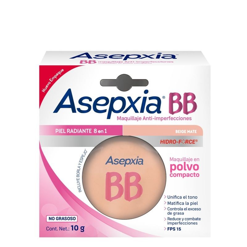 Maquillaje en Polvo Compacto Asepxia BB Anti Imperfecciones Beige Mate