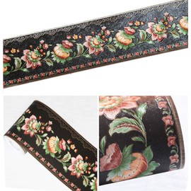 Meboem Pretty Black Lantern Floral Molding Wallpaper Border Peel Stick Home Ceiling Decorative Border for Bathroom Living Room Kitchen 10cm by 5meters