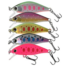 Night Army Fishing Lure, 0.16 oz (4.5 g), Trout Minnow, 5 Colors, Lure Set, Sinking Type, Mountain Stream Minnow (Active Color)