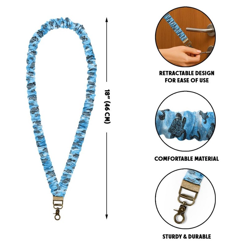 WIRESTER Teacher Scrunchie Retractable Lanyard, Cute Neck Stretchy Lanyard for