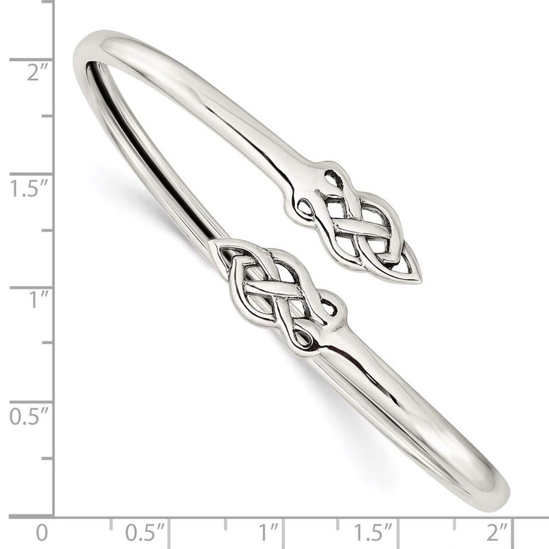 Solid 925 Sterling Silver Celtic Flexible Bangle Bracelet (4mm)