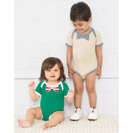 White Unisex Christmas Elf Bow Tie Bodysuit Newborn Red / White / Green Stripes