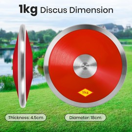 OMYOPY 2 Pcs Sports Training Discus for School Track and Field, 1kg Nylon Discus with Steel Rim and Center, Men Women Discuses for Outdoor Practice Throwing(Red)