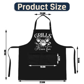 Funny Grilling Aprons for Men Women, Cooking Aprons for Men, Grills Kitchen Apron, Grills Just Wanna Have Fun Adjustable Apron, Men BBQ Aprons With 2 Pockets Fits All Grill Kitchen Cooking Black