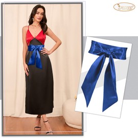 JASGOOD - Cinturón para mujer, cinturón de novia, boda, fiesta, novia, satén para fiesta, ocasión especial, 3.7 pulgadas de ancho, F-Azul oscuro, Talla única