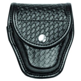 Bianchi 7917 Double Handcuff Pouch, Basketweave Black, Brass Snap