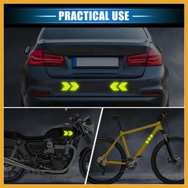Partuto 10 Pcs Reflective Stickers, 1.77"x1.54" Arrow Shape Safety Tape Reflector Universal for Cars Trucks Trailers Waterproof PET Fluorescent Yellow Replacement