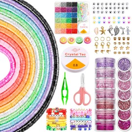 LOMSIOY Beads for Bracelets, Make Your Own Jewellery Set for 24 Colours, 4200 Beads, Friendship Bracelets Set for Taylor Tour, Bracelet Set with 7 Boxes Nail Glitter Set