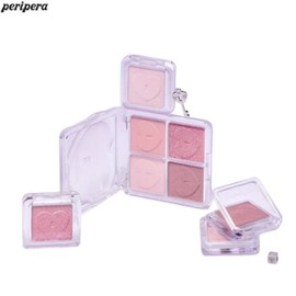 PERIPERA Heart Pocket Single Shadow 4colors & Shadow Case Set 5items, Color1:M14 I'm Cool-Toned