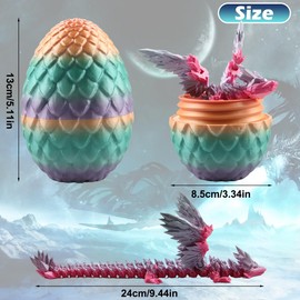 3D Printed Dragon Egg with Dragon, Mysterious Dragon Egg Toy, Crystal Dragon in Egg Dragon Figures, Realistic Mysterious Dragon Toy, Ewegable Joints Dragon with Egg (Sweet)