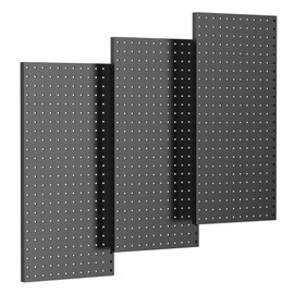 TORACK 3-Pack 12x24 inch Metal Pegboard Panels for Garage Wall, Tools Organizer Pegboard for Workbench, Workshop, Modular Peg Board Tool Storage Board for Pegs(Black)