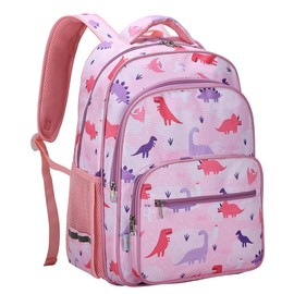 VASCHY Kids Backpack for Elementary School, Girlss Large Bookbags School Bags for Primary School/Travel Pink Dinos