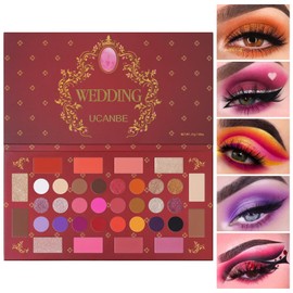 UCANBE- 【Paleta facial todo en uno】Incluye 24 sombras de ojos de pigmentación intensa, 6 rubores, 3 iluminadores brillantes, 1 iluminador mate y 2 som