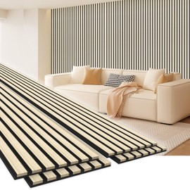 EVERECO 4 Pack 94.5" × 11" Wood Panels for Wall, Acoustic Soundproof Wall Slat Panels, 3D Wall Panels for Home Office Decoration,Natural Oak