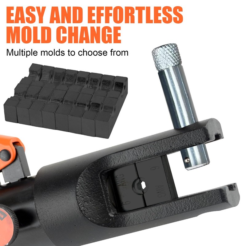 HZLZRZ Hydraulic Crimping Tool 12 Tons, Range 8AWG-4/0AWG(250MCM), Hydraulic Cable