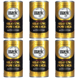 SoftSheen-Carson Magic Razorless Shaving for Men, Hair Removal Shave Powder, Helps Stop Razor Bumps Ingrown Hair, Fragrant, 6 Pack Magic Shave Gold 27 oz