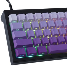 Keycaps PBT Transparent Keycaps Letter Side Engraved Purple Gradient Keycaps 135 Keys Custom ANSI&ISO UK Layout for Cherry MX Switches Mechanical Keyboards (Cherry Profile)