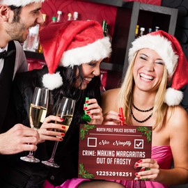 Christmas Photo Booth Prop Mugshot Signs! 20 Double sided cards for 40 fun options!