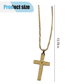 Cross Necklace Pendant Car Mirror Hanging Accessories, Stainless Steel Cross Car Rear View Charm with Bible Verse for Car, Truck, Home, Hanging Cross Car Ornament for Men Women (Gold)