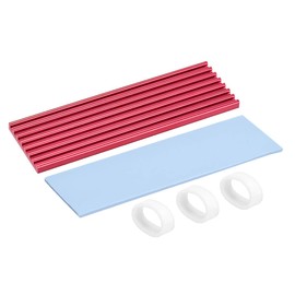 uxcell Aluminum Heatsink Kit 70x22x3mm Red with Silicone Thermal Pads for M.2, for 2280 SSD