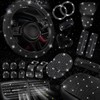 NBTEPEM 30 Pcs Black Bling Car Accessories Set for Women,