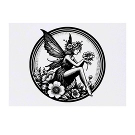 'Fairy with a Flower' Temporary Tattoo - Water Resistant, Skin-Safe, Non-Toxic Transfer (TO00070291)