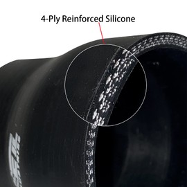 ETL INDUSTRIES ID 3.25" to 3.5", Length 3" Silicone Reducer Straight Coupler Hose, 4-Ply Reinforced Universal Intake Reducer Intercooler Pipe Black