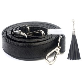 BEAULEGAN Crossbody Bag Strap Full Grain - Microfiber Leather - Replacement for Handbag/Purse, Adjustable 150 cm Long Black (2 cm/Silver)