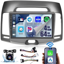 8 Core 4+64GB for for Hyundai Elantra 2007-2010 Android 13 Car Stereo Wireless Apple Carplay, 9 Inch IPS Touch Screen Android Auto Car Radio GPS Navigation WiFi AHD Backup Camera Bluetooth DSP FM RDS