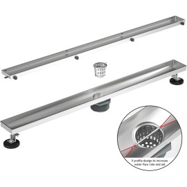 Bochni 28" Linear Shower Drain Brushed 304 Stainless Steel Fast Drainage Tile Inserted