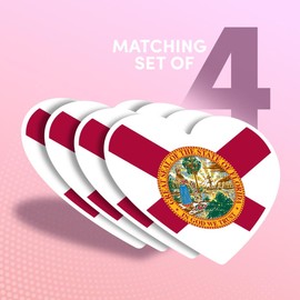 Vinyl Heart Stickers (Set of 4) 10cm - Florida Flag Vector Emblem for Laptops, Tablets, Luggage, Scrap Booking, Fridges #60746