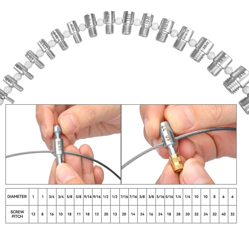 Nut and Bolt Thread Checker 45 Male/Female Thread Gauges (24