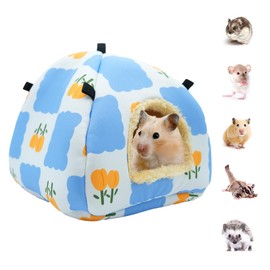 SUSOO Plush Warm Hamster Hideout for Small Animal Bedding Cage Accessories,Breathable Guinea Pig Bed House Hideout for Dwarf Rabbits,Chinchillas,Hamsters,Hedgehogs,Squirrel and Rats（Flowers/L/Size