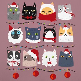 Shirtracer - Apron - Christmas Apron - Adult - Cats for Christmas, 2 Pink
