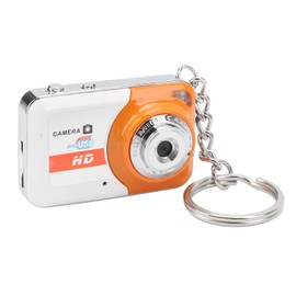 Sxhlseller Mini DV Camera, Small HD Video Camera Recorder Motion Detection Support 32G Memory, USB Mini Camera Keychain Video Recorder for Webcam, Gift for Kids Students (Orange)