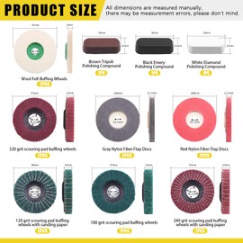 Mardatt 17 Pcs 4'' Polishing Buffering Wheels Assorted Set with Compound Includes 14 Pcs Wool & Nylon Fiber Sanding Flap Discs and 3Pcs Black, Brown & Green Compounds for Angle Grinder