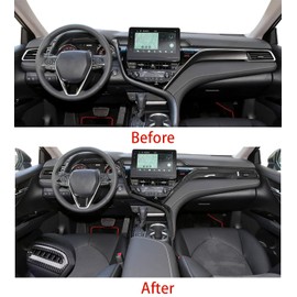 Hyorabyn Full Set of Car Interiors Instrument Panel Center Console Moulding Trim Air Outlet Cover Wheel Accessories 10Pcs for Toyota Camry SE XSE XLE LE 2018 2019 2020 2021 Carbon Fiber Color