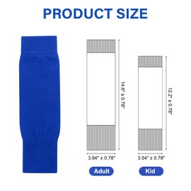 Football Sock Sleeves Soccer Shin Guards Sleeves White Team Leg Sock Sleeve Cut Soccer Socks for Football Games Beginner（Blue，Kids）