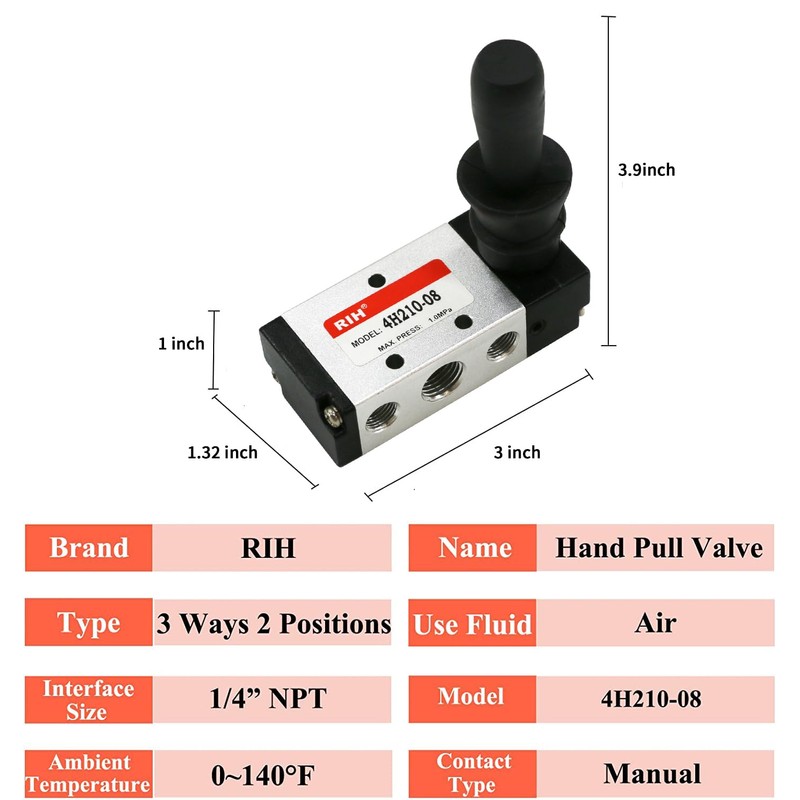 RIH 5 Way 2 Postion Air Hand Lever Operated Valve
