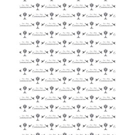 4 Sheets of First Holy Communion Wrapping Paper Girls Boys Unisex Chalice and Dove White