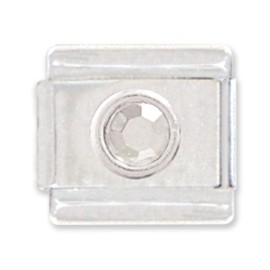 Clearly Charming April Round Birth Month Italian Charm Bracelet Link