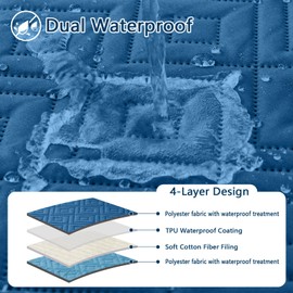 hyha Waterproof Dog Blanket, Soft Pet Bed Blankets, Waterproof Sofa Couch Cover for Dogs Washable, Reversible Pet Couch Covers for Sofa Furniture (68x82 Inch, Navy Blue/Blue)